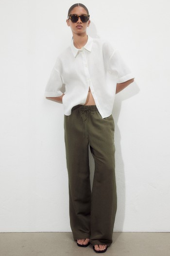 Linen-blend Pull-on Pants